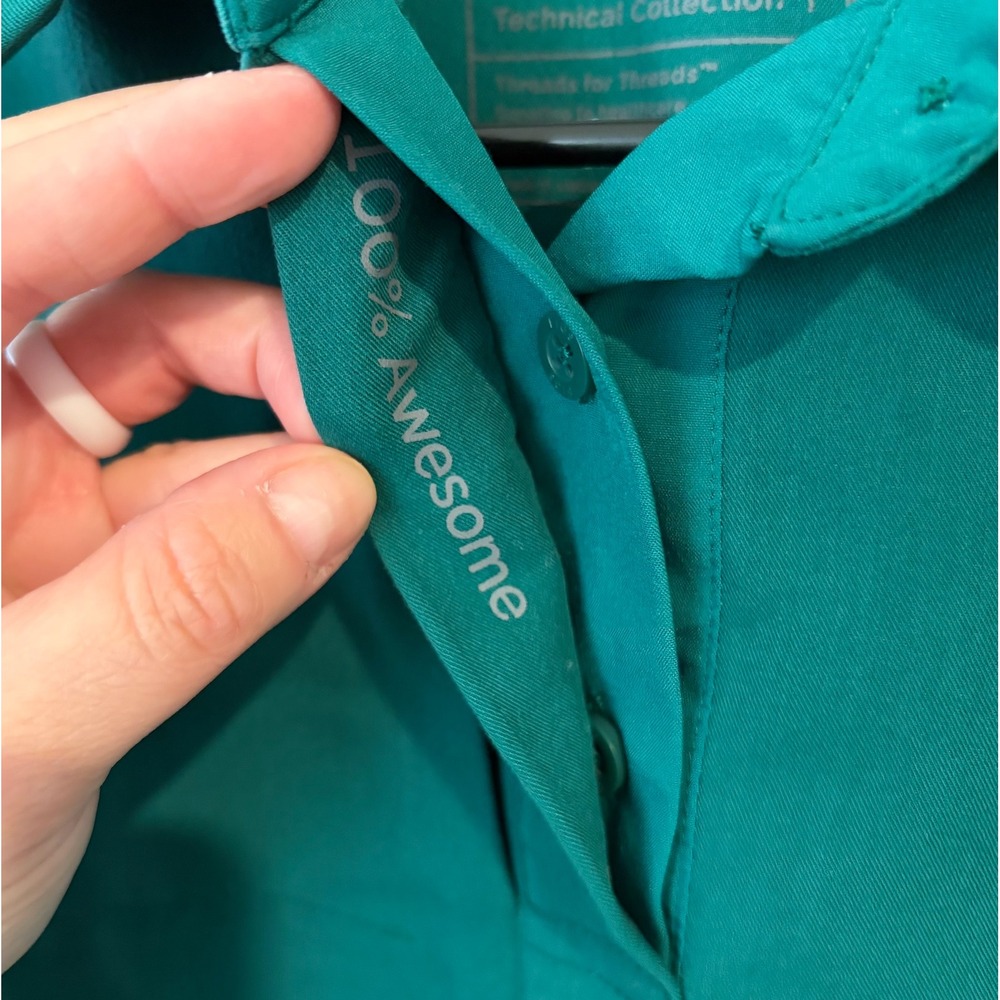 FIGS Technical Collection Scrub Polo Shirt Teal Green MEDIUM - Picture 4 of 6